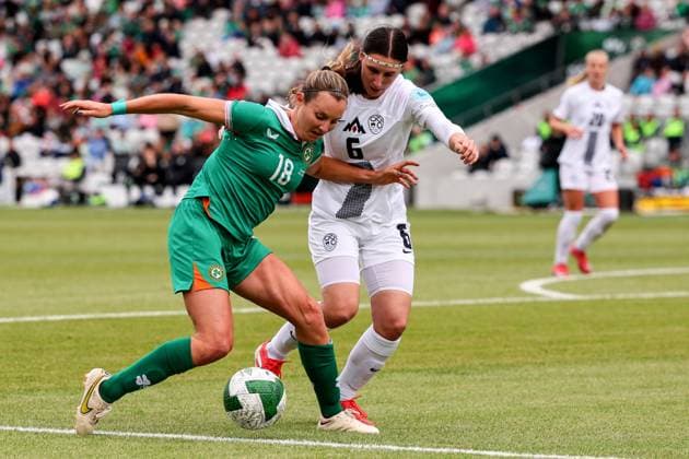 UEFA Women s Nations League 2025, Pairc Ui Chaoimh, Cork 3 6 2025 Republic of Ireland WNT vs Slovenia Ireland s Kyra Carusa with Kaja KoroÅ¡ec of Slovenia Kyra Carusa with Kaja KoroÅ¡ec 3 6 2025  Copyright: x INPHO BenxBradyx BB2_7245