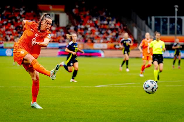Netherlands forwarder Romee Leuchter during the match Netherlands - Scotland (women) at the Koning Willem II stadium for the UEFA Nations League women season 2024-2025 in TILBURG, Netherlands on 3 june 2025, (photo by Marcel van Dorst EYE4images DeFodi Images)
