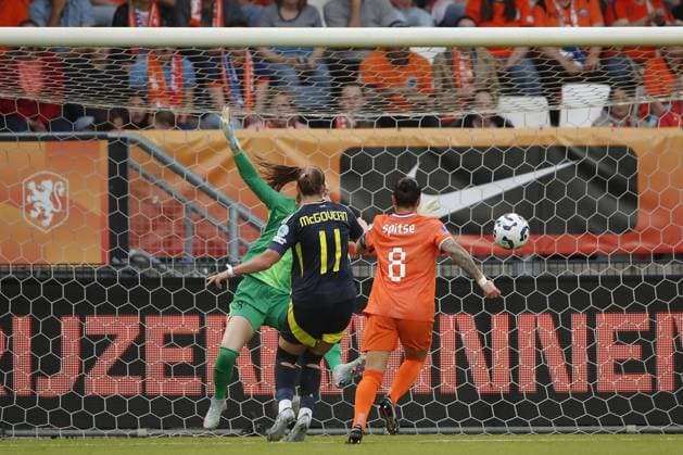 Sport Bilder des Tages TILBURG - (l-r) Kathleen Mcgovern of Scotland. scores 1-1, Holland goalkeeper Daphne van Domelaar, Sherida Spitse of Holland during the Nations League match between the Netherlands and Scotland at Koning Willem II Stadium on June 3, 2025 in Tilburg, Netherlands. ANP BART STOUTJESDIJK xVIxANPxSportx xxANPxIVx 529248062 originalFilename: 529248062.jpg