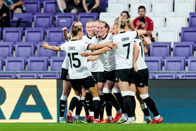 UEFA Women’s Nations League: Österreich - Deutschland; 03.06.2025 Jubel zum 0:1 durch Sydney Lohmann (Deutschland, 8) UEFA Women’s Nations League: Österreich - Deutschland; Wien, Franz-Horr-Stadion am 03.06.2025 Copyright: xBEAUTIFULxSPORTS Wunderlx