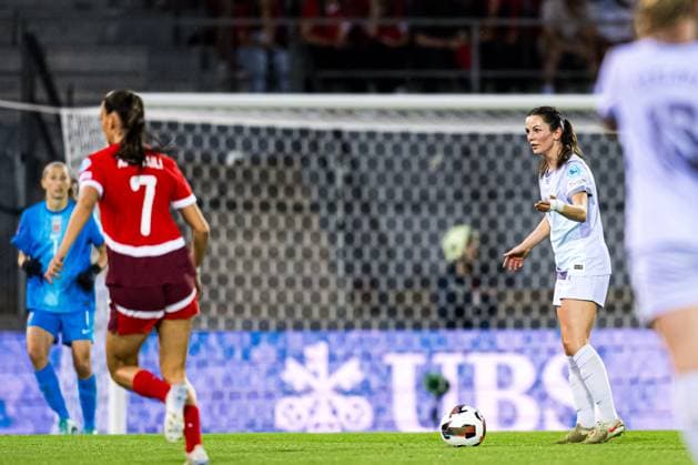 250603 Tuva Hansen of Norway during the UEFA Women™s Nations League football match between Switzerland and Norway on June 3, 2025 in Sion. Photo: Marius Simensen BILDBYRAN COP 238 bbeng dam football fotball fotboll norge norway soccer sveits switzerland uefa women s nations league Copyright: MARIUSxSIMENSEN BB250603BB733