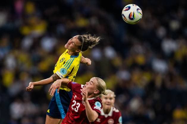 250603 Julia Zigiotti Olme of Sweden and Cornelia Kramer of Denmark during the Women s Nations League football match between Sweden and Denmark on June 3, 2025 in Stockholm. Photo: Joel Marklund BILDBYRAN kod JM JM0698 fotboll football soccer fotball nations league uefa womens nations league sverige sweden danmark denmark dam bbeng bbauto Copyright: JOELxMARKLUND BB250603JM105