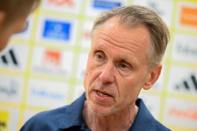 STOCKHOLM, SVERIGE 20250603 Danmarks förbundskapten AndrÃ e Jeglertz efter tisdagens match mellan Sverige och Danmark i Nations League, damer, divison A, grupp 4, pa Strawberry Arena. STOCKHOLM SVERIGE x10050x