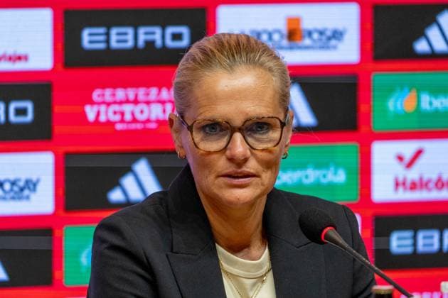 Barcelona, Spain, June 2nd 2025 England head coach, Sarina Wiegman, during the press conference, PK, Pressekonferenz after the UEFA Women s Nations League match between Spain v England at the Estadio RCDE in Barcelona, Spain (Andres Lopez Sheridan SPP) Copyright: xAndresxLopezxSheridanxx xSPPx spp-en-AnLoShSp-ALS_SPA-ENG-77