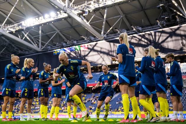 250603 Stina Blackstenius of Sweden at warm-up ahead of the Women s Nations League football match between Sweden and Denmark on June 3, 2025 in Stockholm. Photo: Joel Marklund BILDBYRAN kod JM JM0698 fotboll football soccer fotball nations league uefa womens nations league sverige sweden danmark denmark dam bbeng Copyright: JOELxMARKLUND BB250603JM162