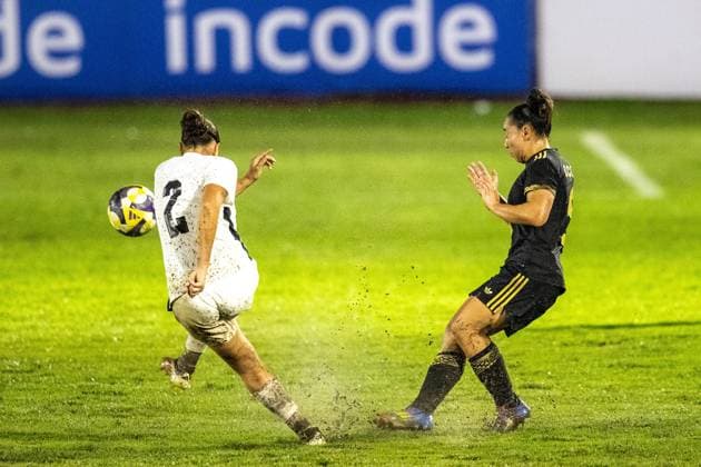 RECORD DATE NOT STATED MEXICO VS URUGUAY International Friendly, Länderspiel, Nationalmannschaft MEXICO VS URUGUAY INTERNATIONAL FRIENDLY 03062025 TLAXCALA, MEXICO Action photo of Stephanie Lacoste (L) and Charlyn Corral of the Mexico female National Soccer Team (R), during interrnational friendly game, held at the Tlahuicole Stadium of Tlaxcala, Mexico. Foto de accion de Stephanie Lacoste de Uruguay (I) y Charlyn Corral de la Seleccio Nacional femenina de Mexico (D), durante juegio amistoso internacional, celebrado en el Estadio Tlahuicole de Tlaxcala, Mexico. Photo by IMAGENSHOP AGENCIA FOTOGRAFICA TLAXCALA TLAXCALA MEXICO Copyright: xIMAGENSHOPxAGENCIAxFOTOGRAFICAx