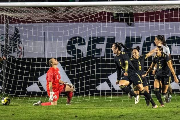 RECORD DATE NOT STATED MEXICO VS URUGUAY International Friendly, Länderspiel, Nationalmannschaft MEXICO VS URUGUAY INTERNATIONAL FRIENDLY; 03062025 TLAXCALA; MEXICO Action photo players of the Mexico female National Soccer Team; celebrating; a goal during interrnational friendly game against Uruguay; held at the Tlahuicole Stadium of Tlaxcala; Mexico. Foto de accion de jugadoras de la Seleccion Nacional femenina de Mexico; celebrando un gol en contra de Uruguay durante juegio amistoso internacional; celebrado en el Estadio Tlahuicole de Tlaxcala; Mexico. Photo by IMAGENSHOP AGENCIA FOTOGRAFICA TLAXCALA TLAXCALA MEXICO Copyright: xIMAGENSHOPxAGENCIAxFOTOGRAFICAx