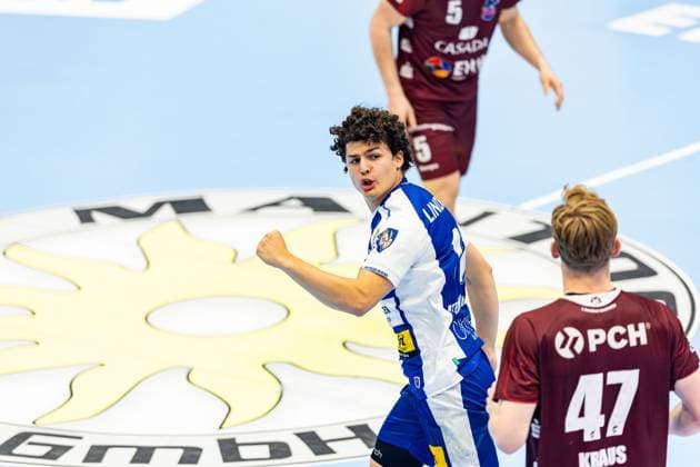 04.06.2025, GER, Handball, Maenner, Saison 24 25, 1.Daikin Handball Bundesliga, 33.Spieltag, ThSV Eisenach - 1.VfL Potsdam Gian Attenhofer (ThSV Eisenach,11) 99817 Eisenach Werner-Assmann-Halle Am Sportp Thueringen Deutschland