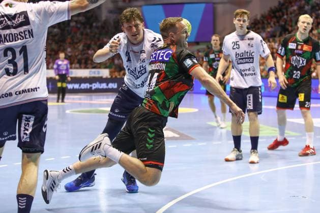 04.06.2025, xgox, Handball - Daikin HBL, SC Magdeburg - SG Flensburg-Handewitt emspor, v.l. Omar Ingi Magnusson (Magdeburg, 14) wirft Tor, Torschuetze, erzielt Tor, Treffer, scores the goal Magdeburg