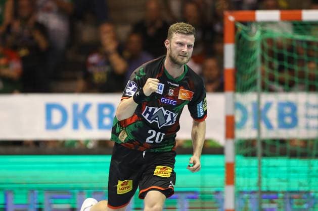 04.06.2025, xtgx, Handball, Daikin HBL, SC Magdeburg - SG Flensburg Handewitt v.l. Philipp Weber (Magdeburg, 20) Jubel, Torjubel, jubelt ueber das Tor, celebrate the goal, celebration Magdeburg