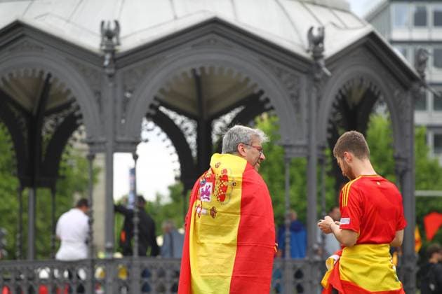 Fans in der Stadt vor dem Spiel Frankreich-Spanien , UEFA Nations League , Fußball , in Stuttgart , Baden-Württemberg , Deutschland . Juni 05, 2025 . Photo by: Davide Elias Ipa Photo Pressefoto DENL Copyright: xDavidexEliasx
