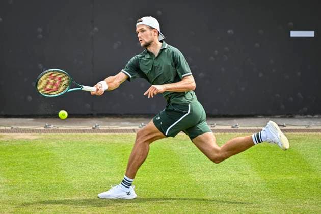 5th June 2025; Edgbaston Priory Club, Birmingham, England: Lexus Birmingham Open Tennis, Day 4; Otto Virtanen (FIN) hits a forehand in the match against Marc-Andre Huesler (SUI)  ActionPlus12798343 GodfreyxPitt
