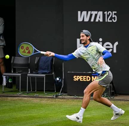 5th June 2025; Edgbaston Priory Club, Birmingham, England: Lexus Birmingham Open Tennis, Day 4; Lloyd Harris (RSA) hits a forehand in the match against Martin Landaluce (ESP)  ActionPlus12798431 GodfreyxPitt