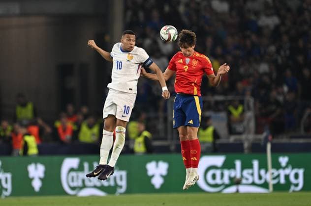 UEFA Nations League Semi-Final: Spain v France STUTTGART, GERMANY - JUNE 05: Robin Le Normand (3) of Spain in action against Kylian Mbappe (10) of France during the UEFA Nations League 2025 semi-final match between Spain and France at the MHP Arena Stadium on June 5, 2025, Stuttgart, Germany. Halil Sagirkaya Anadolu Stuttgart Germany. Editorial use only. Please get in touch for any other usage.  Copyright: x2025xAnadoluxHalilxSagirkayax