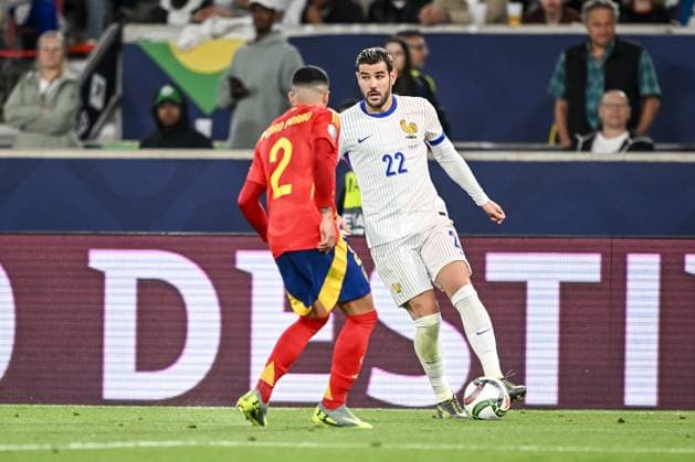 Pedro Porro und Theo Hernandez (France) battle for the ball during the UEFA Nations League 2025 semifinal match between Spain and France at Stuttgart Arena on June 5, 2025 in Stuttgart, Germany. (Photo by Harry Langer DeFodi Images)