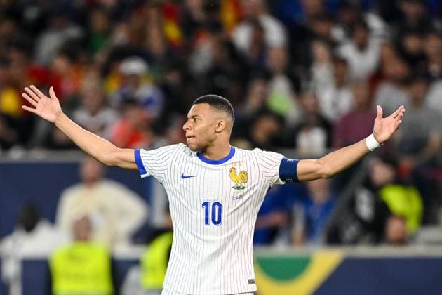 Kylian MbappÃ (France) gestures looks dejected during the UEFA Nations League 2025 semifinal match between Spain and France at Stuttgart Arena on June 5, 2025 in Stuttgart, Germany. (Photo by Harry Langer DeFodi Images)