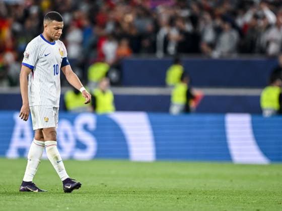 Kylian MbappÃ (France) looks dejected during the UEFA Nations League 2025 semifinal match between Spain and France at Stuttgart Arena on June 5, 2025 in Stuttgart, Germany. (Photo by Harry Langer DeFodi Images)