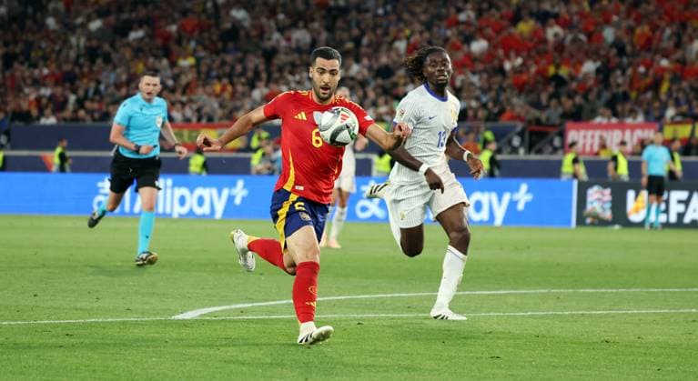 05.06.25 Spanien - Frankreich Deutschland, Stuttgart, 05.06.2025, Fussball, UEFA Nations League (Halbfinale) in Stuttgart, Spanien - Frankreich (5:4): Mikel Merino (Spanien); Tor 2:0 Merino.