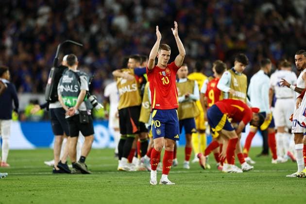 Dani Olmo (ESP), JUNE 5, 2025 - Football Soccer : Dani Olmo celebrate after winning UEFA Nations League Semi-finals match between Spain 5-4 France at the Stuttgart Arena in Stuttgart, Germany. Noxthirdxpartyxsales  (293789253)
