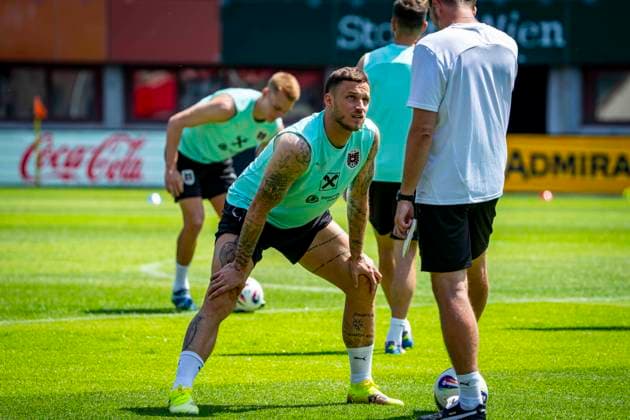 Sport Themen der Woche KW23 SOCCER - FIFA WC quali, AUT vs ROU VIENNA,AUSTRIA,06.JUN.25 - SOCCER - FIFA World Cup, WM, Weltmeisterschaft, Fussball 2026, European Qualifiers, group stage, OEFB international match, Länderspiel, Nationalmannschaft Austria vs Romania, preview, training AUT. Image shows Marko Arnautovic (AUT).  GEPAxpictures xKevinxHackner