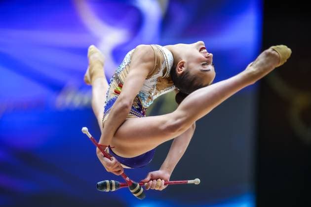 Bilder des Jahres 2025, Sport 06 Juni Bilder des Jahres 2025, Sport 06 Juni Sport Themen der Woche KW23 Sport Bilder des Tages 41st European Rhythmic gymnastics, Rhythmische Sportgymnastik, RSG Championships; 06.06.2025 Daniela Pico (Spain) at All-Around qualifications; 41st European Rhythmic Gymnastics Championships at 06.06.2025 in the Unibet Arena in Tallinn (Estonia). *** 41st European Rhythmic Gymnastics Championships 06 06 2025 Daniela Pico Spain at All Around qualifications 41st European Rhythmic Gymnastics Championships at 06 06 2025 in the Unibet Arena in Tallinn Estonia Copyright: xBEAUTIFULxSPORTS U.xFassbenderx