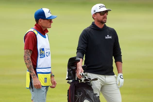 RBC Canadian Open 2025 at TPC Toronto at Osprey Valley CALEDON, ONTARIO - JUNE 06: Roger Sloan of Merritt, Canada waits with his caddie on the 1st fairway during the second round of the RBC Canadian Open 2025 at TPC Toronto at Osprey Valley on June 06, 2025 in Caledon, Ontario, Canada. Caledon Ontario United States  Copyright: xAmyxLemusx originalFilename:lemus-rbccanad250606_npb0f.jpg