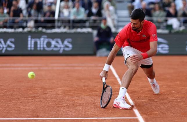Novak Djokovic of Serbia in action French Open Tennis, Day Thirteen, Tennis, Roland Garros, Paris, France - 06 Jun 2025 EDITORIAL USE ONLY No use with unauthorised audio, video, data, fixture lists, club league logos or live services. Online in-match use limited to 120 images, no video emulation. No use in betting, games or single club league player publications. Copyright: xEllaxLing Shutterstockx 15338002ak