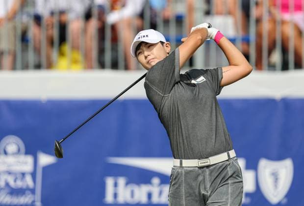 June 06, 2025: Sung Hyun Park from the Republic of Korea tees off on the 1st hole during the ShopRite LPGA, Golf Damen Classic Presented by Acer in Galloway, NJ. CSM Galloway United States of America - ZUMAc04_ 20250606_zma_c04_058 Copyright: xMikexLangishx