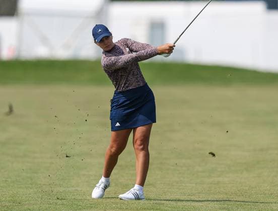 June 06, 2025: Linnea Strom hits her approach shot from the fairway during the ShopRite LPGA, Golf Damen Classic Presented by Acer in Galloway, NJ. CSM Galloway United States of America - ZUMAc04_ 20250606_zma_c04_121 Copyright: xMikexLangishx
