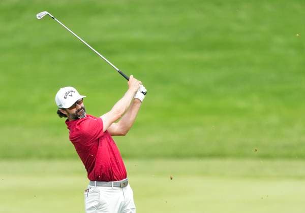 June 6, 2025, Caledon, On, CANADA: Canadian Adam Hadwin hits his approach shot from the ninth fairway during second round of the RBC Canadian Open golf tournament in Caledon, Ont., on Friday, June 6, 2025. Golf 2025: Canadian Open: Second Round  - ZUMAc35_ 20250606_zaf_c35_138 Copyright: xNathanxDenettex