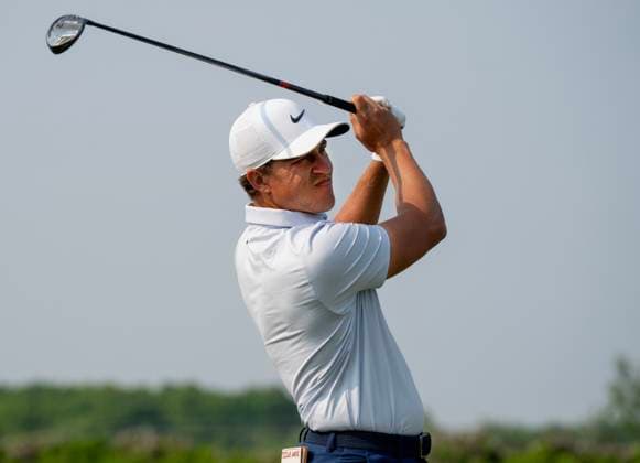 June 6, 2025, Caledon, On, CANADA: Cameron Champ of the USA watches his tee shot on hole 1 of the second round of the Canadian Open golf in Caledon, Ont., Friday, June 6, 2025. Golf 2025: Canadian Open: Second Round  - ZUMAc35_ 20250606_zaf_c35_018 Copyright: xFrankxGunnx