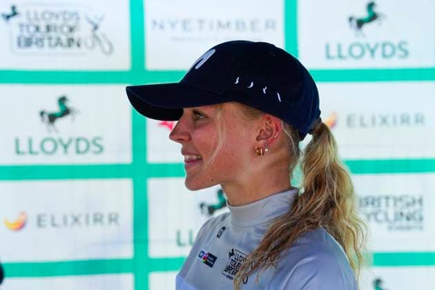 2025 Lloyds Tour of Britain Women Picture by Olly Hassell SWpix.com - 06 06 2025 - Cycling - UCI Women s World Tour - 2025 Lloyds Tour of Britain Women - Stage 2: Hartlepool to Saltburn-by-the-Sea - Cat Ferguson (Movistar Team) being interviewed Copyright: x xSWpix.comx(t axPhotographyxHubxLtd)xOllyxHassell SWpix.comx SWP-2945-0237