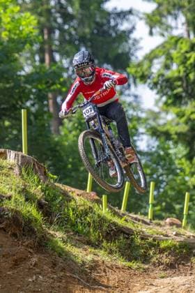 MOUNTAINBIKE - UCI MTB World Series LEOGANG,AUSTRIA,07.JUN.25 - CYCLING, MOUNTAIN BIKE - UCI Mountainbike World Cup, downhill. Image shows Noah Hofmann (AUT).  GEPAxpictures xWolfgangxKofler