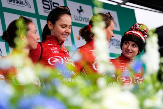 2025 Lloyds Tour of Britain Women Picture by Olly Hassell SWpix.com - 07 06 2025 - Cycling - UCI Women s World Tour - 2025 Lloyds Tour of Britain Women - Stage 3: The Scottish Borders Stage, Kelso - Team Presentation - Smurfit Westrock Cycling Team - Lucy Harris Copyright: x xSWpix.comx(t axPhotographyxHubxLtd)xOllyxHassell SWpix.comx SWP-2945-0293
