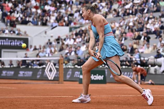 2025 Roland-Garros - Day 14 PARIS, FRANCE - JUNE 7: Aryna Sabalenka in action against Coco Gauff (not seen) of US during the Women s Singles final match on Day 14 of the 2025 French Open at Court Philippe-Chatrier in Paris, France on June 7, 2025. Burak Akbulut Anadolu Paris France. Editorial use only. Please get in touch for any other usage.  Copyright: x2025xAnadoluxBurakxAkbulutx