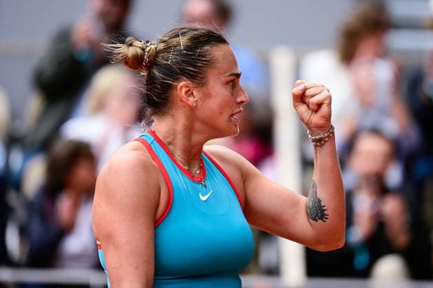 TENNIS : Roland Garros 2025 - Internationaux de France - 07 06 2025 Aryna Sabalenka ( Russia ) celebrates during the 2025 French Open at Roland Garros on Juin 07 , 2025 in Paris, France. ( Photo Dante Badano PSNewz ) - ParisFrance  Copyright: xx