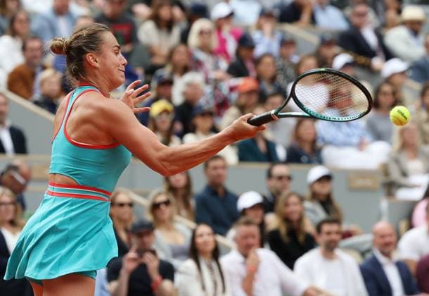 (250607) -- PARIS, June 7, 2025 -- Aryna Sabalenka returns a shot during the women s singles final match between Aryna Sabalenka of Belarus and Coco Gauff of the United States at the French Open tennis tournament at Roland Garros, Paris, France, June 7, 2025. ) (SP)FRANCE-PARIS-TENNIS-FRENCH OPEN-WOMEN S SINGLES-FINAL GaoxJing 