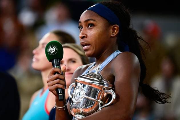 TENNIS : Roland Garros 2025 - Internationaux de France - 07 06 2025 Coco Gauff ( USA ) speaks during the 2025 French Open at Roland Garros on Juin 07 , 2025 in Paris, France. ( Photo Dante Badano PSNewz ) - ParisFrance  Copyright: xx
