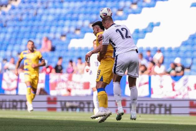 June 7, 2025, Cornella, Barcelona, SPAIN: Dan Burn of England in action during the UEFA European Qualifiers Grp K MD3, match between Andorra and England at RCDE Stadium on June 07, 2025 in Cornella, Barcelona, Spain. Cornella SPAIN - ZUMAa181 20250607_zaa_a181_148 Copyright: xJavierxBorregox