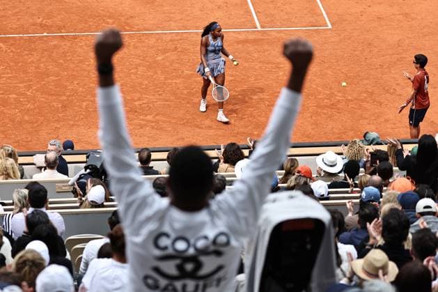 Fan of Coco Gauff, USA, during womens final of 2025 French Open at Roland Garros, Paris, 07 06 2025; -
