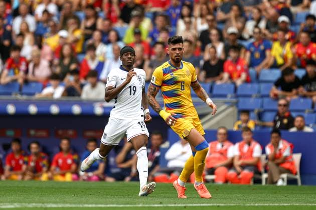 Andorra v England 2026 FIFA World Cup, WM, Weltmeisterschaft, Fussball Qualifier 07 06 2025. Group K Noni Madueke (19) of England during the 2026 FIFA World Cup Qualifier match between Andorra and England at RCDE Stadium, Barcelona, Spain on 7 June 2025. Editorial use only , Copyright: xNigelxKeenex PSI-22232-0045
