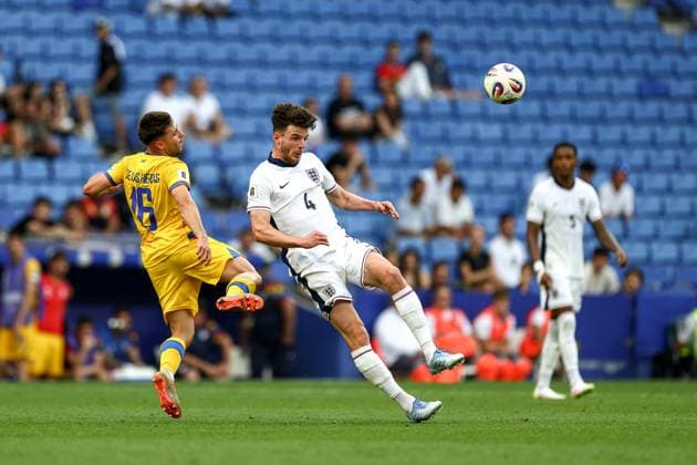 Andorra v England 2026 FIFA World Cup, WM, Weltmeisterschaft, Fussball Qualifier 07 06 2025. Group K Declan Rice (4) of England during the 2026 FIFA World Cup Qualifier match between Andorra and England at RCDE Stadium, Barcelona, Spain on 7 June 2025. Editorial use only , Copyright: xNigelxKeenex PSI-22232-0068