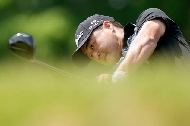 June 7, 2025, Caledon, On, CANADA: Richard Lee tees off at the fifth hole during third round of the RBC Canadian Open golf tournament in Caledon, Ont., Saturday, June 7, 2025. Canada News - June 7, 2025  - ZUMAc35_ 20250607_zaf_c35_042 Copyright: xNathanxDenettex