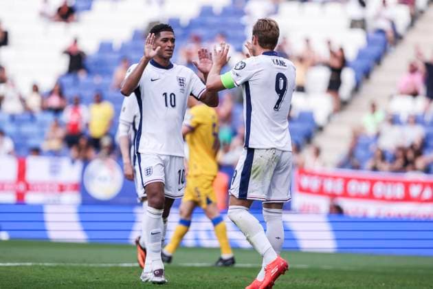 June 7, 2025, Cornella, Barcelona, SPAIN: Harry Kane of England celebrates a goal during the UEFA European Qualifiers Grp K MD3, match between Andorra and England at RCDE Stadium on June 07, 2025 in Cornella, Barcelona, Spain. Cornella SPAIN - ZUMAa181 20250607_zaa_a181_168 Copyright: xJavierxBorregox