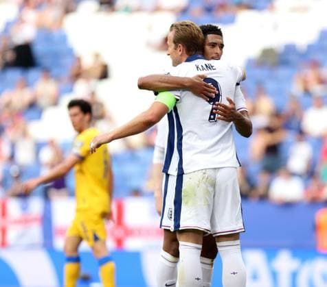 June 7, 2025, Sabadell, Barcelona, Spain: Barcelona Spain 07.06.2025 Harry Kane (England) and Jude Bellingham (England) celebrates after scoring his team s first goal during the European Qualifiers between Andorra and England at RCDE Stadium on 07 June 2025 in Barcelona. Sabadell Spain - ZUMAu50_ 20250607_zsp_u50_044 Copyright: xXavixUrgelesx