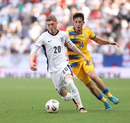 June 7, 2025, Sabadell, Barcelona, Spain: Barcelona Spain 07.06.2025 Aron Rodrigo (Andorra) and Cole Palmer ( England) battle for the ball during the European Qualifiers between Andorra and England at RCDE Stadium on 07 June 2025 in Barcelona. Sabadell Spain - ZUMAu50_ 20250607_zsp_u50_036 Copyright: xXavixUrgelesx
