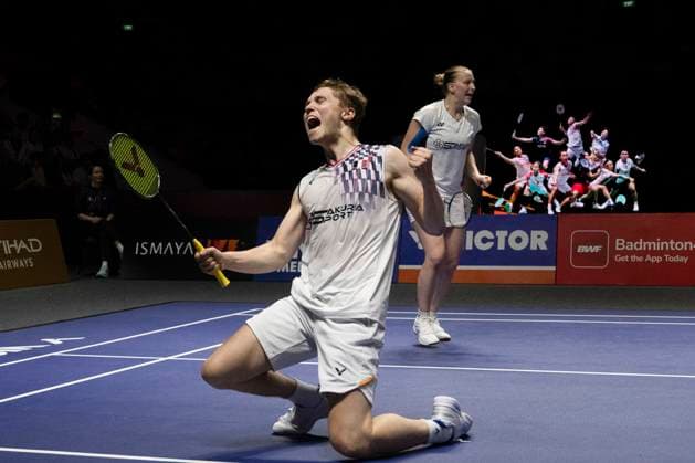 Bilder des Jahres 2025, Sport 06 Juni Sport Themen der Woche KW23 Sport Bilder des Tages (250608) -- JAKARTA, June 8, 2025 -- Thom Gicquel (front) Delphine Delrue celebrate after winning the mixed doubles final match between Thom Gicquel Delphine Delrue of France and Dechapol Puavaranukroh Supissara Paewsampran of Thailand at Indonesia Open 2025 in Jakarta, Indonesia, June 8, 2025. ) (SP)INDONESIA-JAKARTA-BADMINTON-INDONESIA OPEN-MIXED DOUBLES-FINAL VerixSanovri 