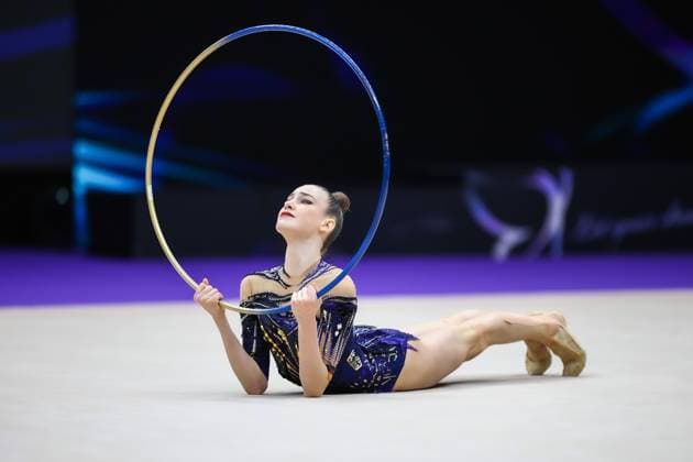 Sport Themen der Woche KW23 Sport Bilder des Tages 41st European Rhythmic gymnastics, Rhythmische Sportgymnastik, RSG Championships; 08.06.2025 Darja Varfolomeev (Germany) at apparatus finals; 41st European Rhythmic Gymnastics Championships at 08.06.2025 in the Unibet Arena in Tallinn (Estonia). *** 41st European Rhythmic Gymnastics Championships 08 06 2025 Darja Varfolomeev Germany at apparatus finals 41st European Rhythmic Gymnastics Championships at 08 06 2025 in the Unibet Arena in Tallinn Estonia Copyright: xBEAUTIFULxSPORTS U.xFassbenderx