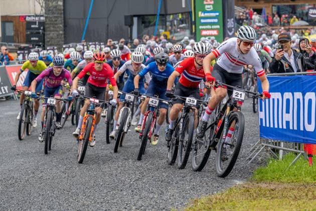 Sport Bilder des Tages MOUNTAINBIKE - UCI MTB World Series LEOGANG,AUSTRIA,08.JUN.25 - CYCLING, MOUNTAIN BIKE - UCI Mountainbike World Cup, Cross-Country Olympic. Image shows Julius Scherrer (AUT).  GEPAxpictures xWolfgangxKofler