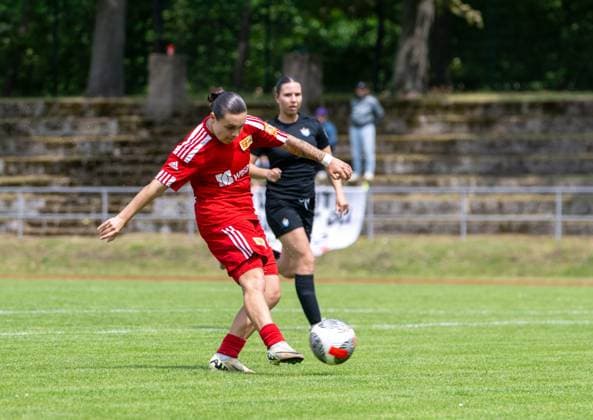 Fußball, 2. Frauen, Saison 2024 2025, BFV-Pokal Polytan-Pokal (Finale), 1. FC Union Berlin U23 FC Viktoria 89 U20, Lina Krauss (1. FC Union II) erzielt das Tor zum 6:0, 08.06. 2025, Copyright: xMatthiasxKochx